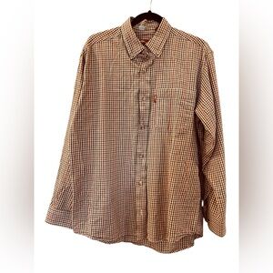 Bob Timberlake Mens Cotton Brown Plaid Long Sleeve Button Down Shirt Size Medium